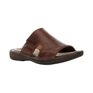 Men's Brown Leather Slide Sandals